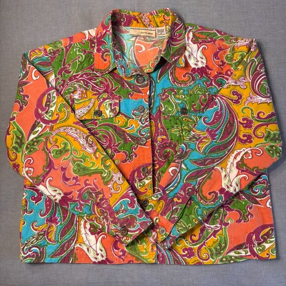 VTG Carrie Allen Paisley Beaded Sequin Denim Jacket Womens Medium Cotton Boho - Picture 13 of 14